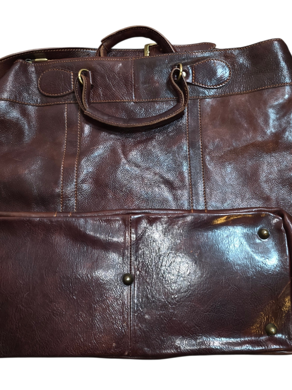 Italian Leather Duffle Bag Vero Cuoio Lavorazione Artigianale Weekender - Picture 3 of 9